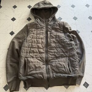 O'Neill Quilted Hoodie Jacket Mens Small Gray Full Zip Hybrid Coat
